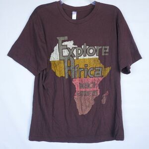 Busch Gardens Adult Shirt Size L Explore Africa Print Brown
